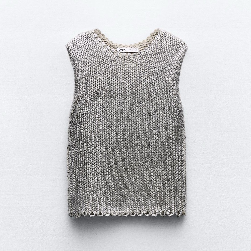 Zara Metallic Sleeveless Knit Top